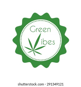 Vintage badge with marijuana leaf. Vector illustration.