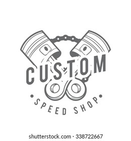 vintage badge motorcycle logo. vector . Motorcycle Piston. custom speed shop