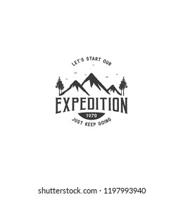 Vintage Badge Mountain Logo Design Vector, Adventure or Climbing Logo Design