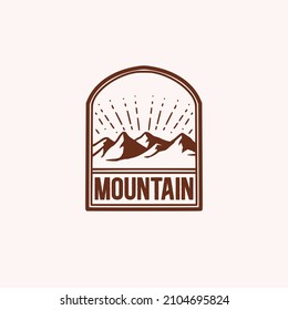 Vintage badge mountain outdoor forest camp logo design template 