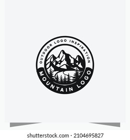 Vintage badge mountain outdoor forest camp logo design template 