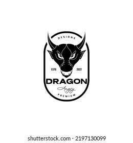 vintage badge myth dragon logo design