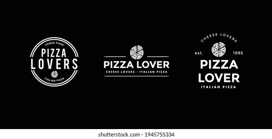 Vintage badge pizza logo design, vintage old style logos