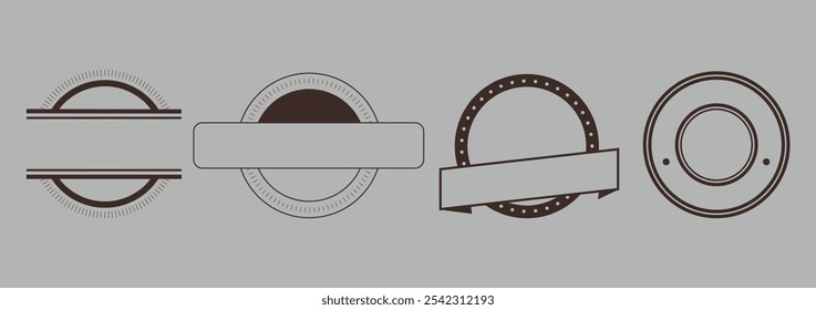 Vintage Badge and Ribbon Vector Set in Minimalist Style for Custom Labels, Logos, and Branding Designs in EPS Format