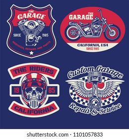 vintage badge set of motorcycle concept