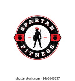 Vintage badge of spartan fitness logo design - vector