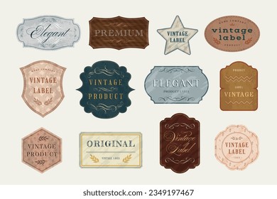 Vintage badge templates. Scrapbook label with ornate frames, elegant old fashioned emblem design vector set of scrapbook label and badge illustration