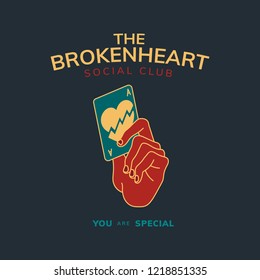 Vintage badge with text the broken heart design vector