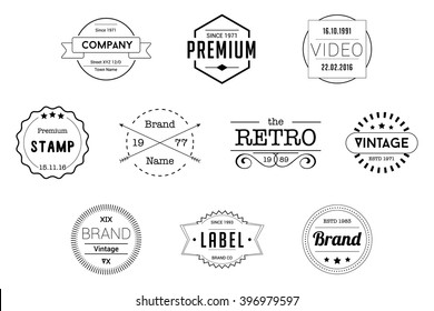 Vintage Badges Black Vector Logos Stock Vector (Royalty Free) 396979597