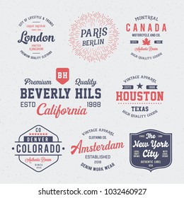 Vintage badges collection. T shirt gpaphics for print and other user. Vector.