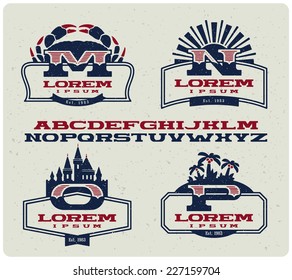 Vintage badges and font