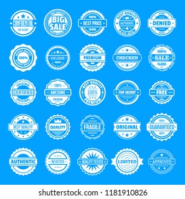 Vintage badges and labels stamp icons set. Simple illustration of 25 vintage badge and label stamps vector icons for web