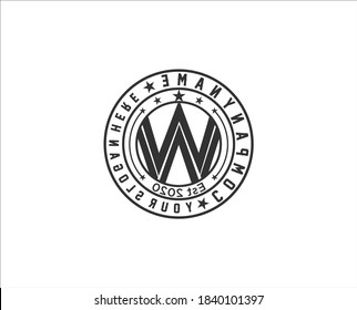 Vintage badges with letter W . Emblem premium luxury logo in retro style arrows frames vector template badges collection. Emblem and badge vintage, decoration logotype parts illustration