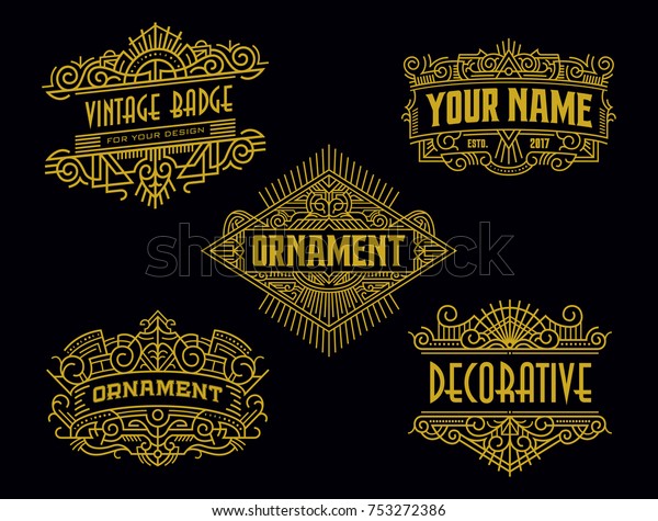 Vintage Badges Minimalism Line Art Ornament Stock Vector (Royalty Free ...