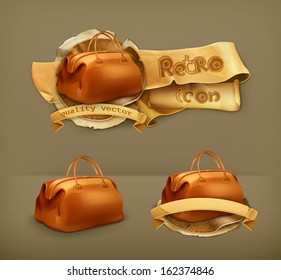Vintage bag, vector icon