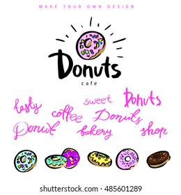 Vintage Bakery Badges And Labels, hand drawn illustration, lettering typography in vector