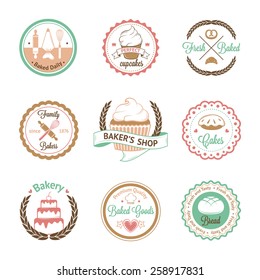 Vintage bakery badges, labels and logos. Vector illustration for your design