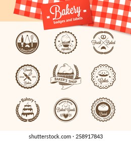 Vintage bakery badges, labels and logos. Vector illustration for your design