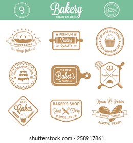 Vintage bakery badges, labels and logos. Vector illustration for your design