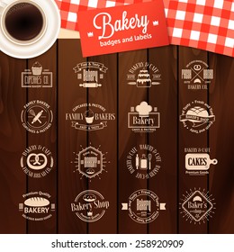 Vintage bakery badges, labels and logos. Vector illustration for your design