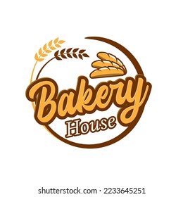 Vintage bakery house logo template. Retro logo for bakery shop or cafe