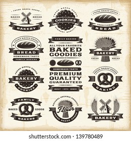 Vintage bakery labels set. Fully editable EPS10 vector.