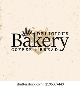 Vintage Bakery Logo Design, Cupcakes and Bread, Coffee Shop Label