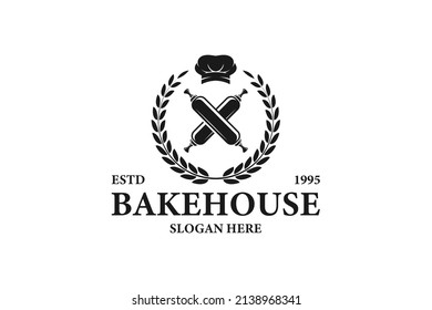 vintage bakery logo design vector
