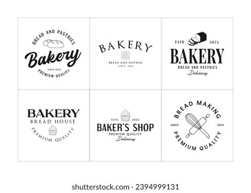 vintage bakery logo emblem, badge, label. vector illustration. handmade