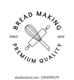 vintage bakery logo emblem, badge, label. vector illustration. handmade