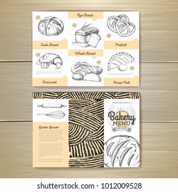 Vintage bakery menu design. Restaurant menu. Document template