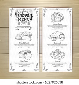 Vintage bakery menu design. Restaurant menu. Document template