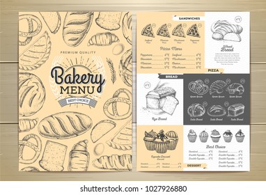 Vintage bakery menu design. Restaurant menu. Document template