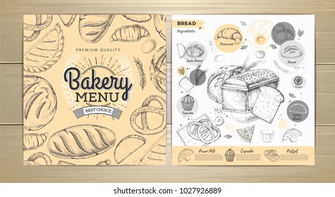 Vintage bakery menu design. Restaurant menu. Document template