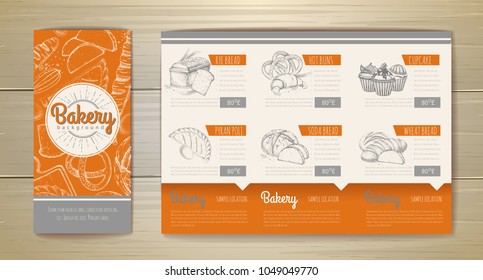 Vintage bakery menu design. Restaurant menu. Document template