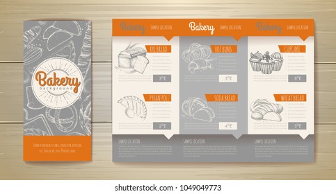 Vintage bakery menu design. Restaurant menu. Document template