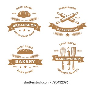 vintage bakery pastry logo design set