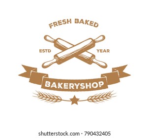 vintage bakery pastry logo design set