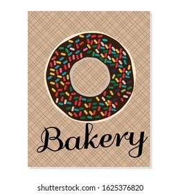 Vintage bakery poster with a donut - Vector