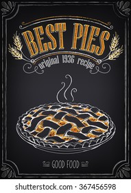 Vintage Bakery Poster. Freehand drawing with imitation of chalk sketch. Hot pie