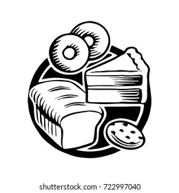 Vintage bakery products. Vector illustration on white background.