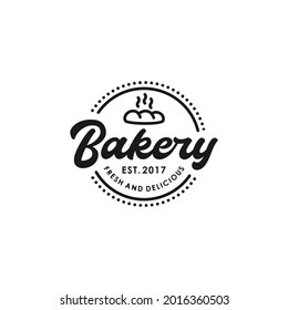 Vintage Bakery Rounded Stamp Logo Design