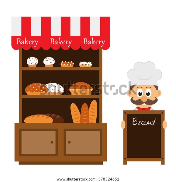 Vintage Bakery Shelf Chef Cartoon Menu 库存矢量图（免版税）378324652