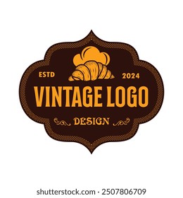 Vintage bakery shop logo design with Homemade Badge Template. shop label, badge, emblem, cream, chef, hat, premium bread making production.