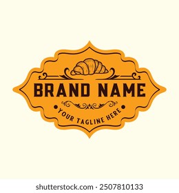 Vintage bakery shop logo design with Homemade Badge Template. shop label, badge, emblem, cream, chef, hat, premium bread making production.