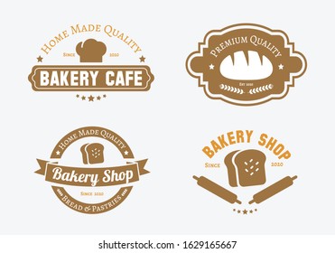 Vintage bakery shop logos.  Vector design elements, business signs, logos, identity, labels, badges and objects