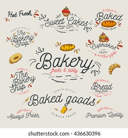 Vintage Bakery shop sign and emblem designs /  Cakes / Typography / Illustration / Goods,Premium Quality, Muffin,