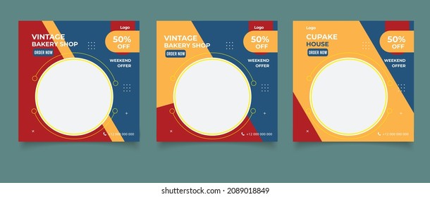 Vintage bakery shop for social media posts