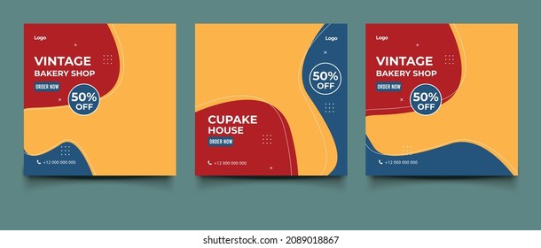 Vintage bakery shop for social media posts