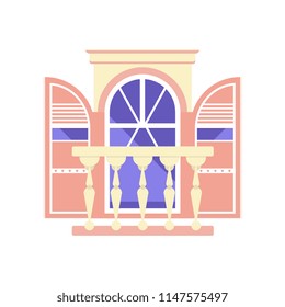 Vintage balcony, architectural design element vector Illustration on a white background